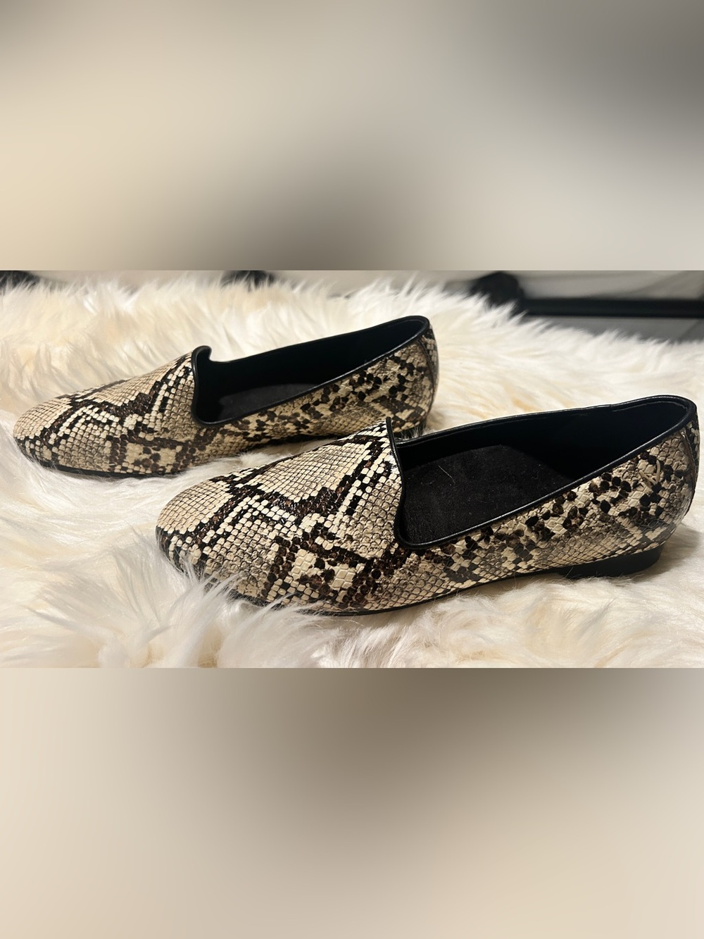 Vionic Snake-Print Loafers in Beige and Black